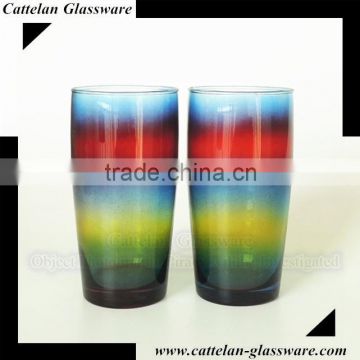 Innovative Rainbow drinking glass tumbler water glass,juice glass beer glass cups,Anhui Bengbu Glassware Factory.