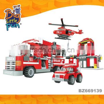 Plastic construction building blocks fireman toys set equipment toys for kids
