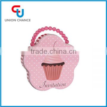 Flower -shape cute cupcake tin box