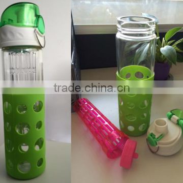 2015 new products of high borosilicatein fuser drink bottle/fruit infuser drink bottle/borosilicate fruit infuser water bottle