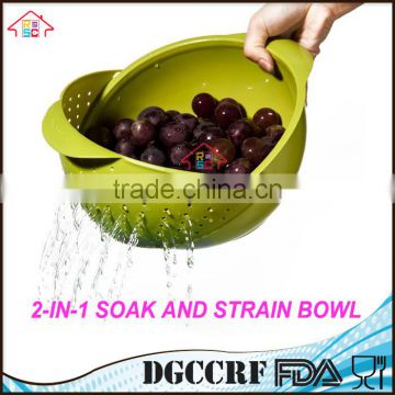 NBRSC 2 in 1 soak and strain washing bowl colander for fruit vegetables salads DRAINER MIXING BOWL