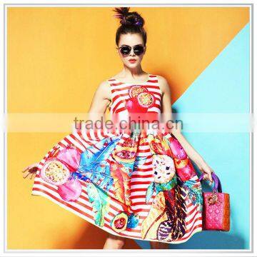 Custom-made Digital Printed Lady Dress with Pattern Design service and Fabric Service