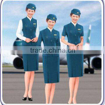 Elegant skirt suit flight attendant uniform, fashion skirt airline stewardess uniform,hot tailored green Stewardess uniform