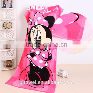 China factory 100% cotton velour printed beach towel for kids