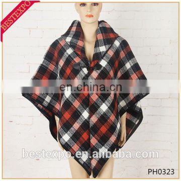 wholesale new winter fashion cashmere cape poncho women duffle coat