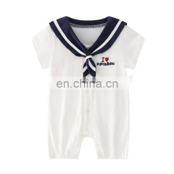 Sailor suit style navy and white color short sleeve Jumpsuit baby boy Daily Wear romper wholesale