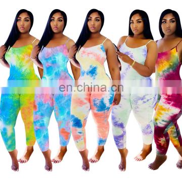 Sexy Jumpsuits Women Summer Fashion Sling Tank Top Ankle Length Tight Sets For Ladies
