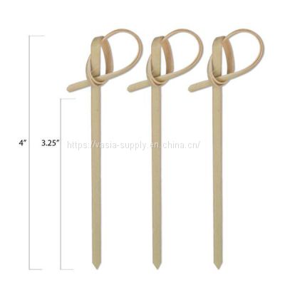 Wholesale bamboo knot skewers 4-inch Knotted Bamboo Skewers Perfect for Serving Appetizers/4 inch