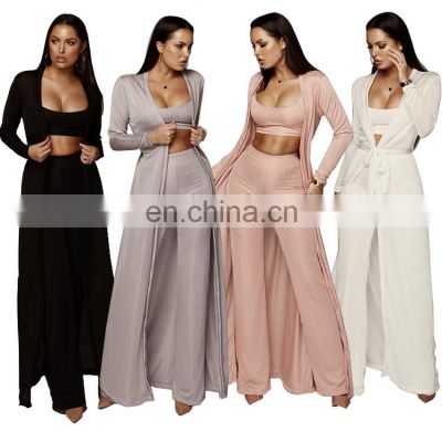 Europe and the United States 2021 autumn and winter new fashion casual suit women's stretch knitted three-piece suit