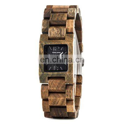 BOBO BIRD Custom Your Own Logo Japanese Movement Wood Watches with Green Sandal Wood Ladies Watch