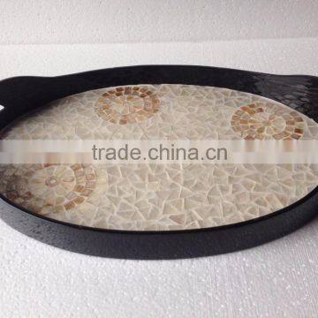High quality best selling lacquered special newest designed MOP inlay elip serving Tray