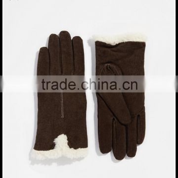 ladies cheap suede fur leather gloves