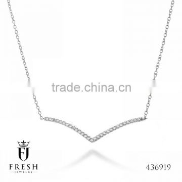 Fashion 925 Sterling Silver Necklace - 436919 , Wholesale Silver Jewellery, Silver Jewellery Manufacturer, CZ Cubic Zircon AAA