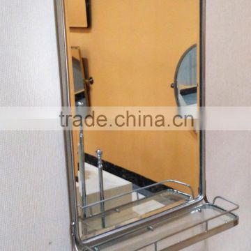 polished chrome aluminium alloy framed bathroom mirror with shelf