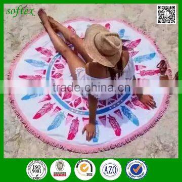 China company wholesale cotton or microfiber printed your own round beach towel