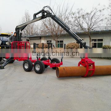Tractor Towable Log trailer with crane/ Hydraulic timber crane with Trailer