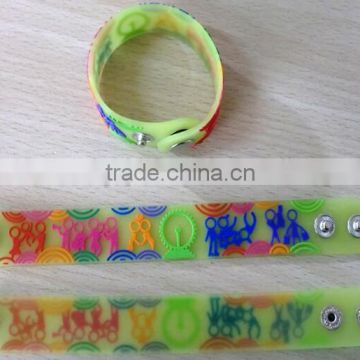 Promotional Adjustable Soft PVC Bracelets with metal buttons