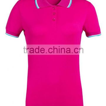 2015 Ladies pure cotton polo shirts with quick dry and moisture transfer function.
