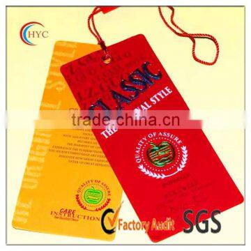 2014 new film laminated art paper hot stamped hang tag