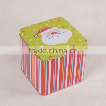Lovely design square shape Christmas gift empty tin holiday tin boxes for wholesale customized
