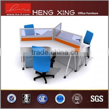 Blue and gray 3 people used office partition wall 120 degree office partition glass wall