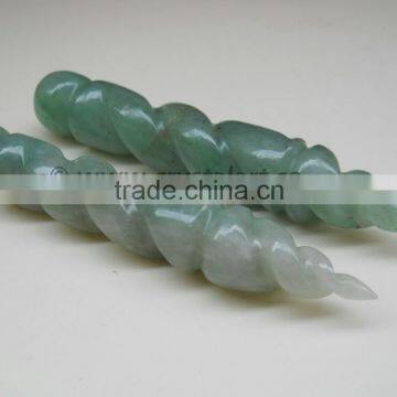 GREEN AVENTURINE TWISTED SPIRAL MASSAGE WANDS