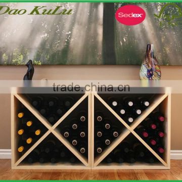 factory wholesale eco friendly X design decorative wooden wine storage cube