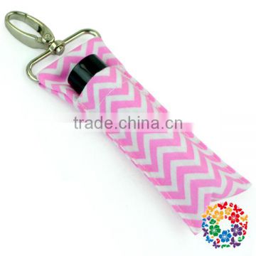 Cotton Light Pink Chevron Lipstick Holder Cheap Customized Key Chain