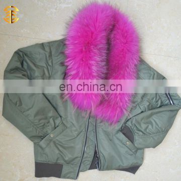 New Design Women Multi Color Parka Plain Fur Bomber Jacket