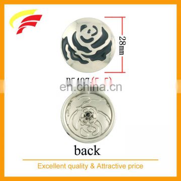 zinc alloy custom enameled rose flower pattern snap button