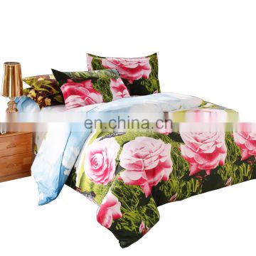 3D Bedding Set Reactive Printing 100% Polyester Pink Flowers Duvet Cover Set