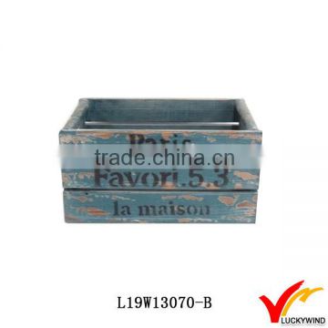 Stained Blue French Custom Decorative Wooden Crates