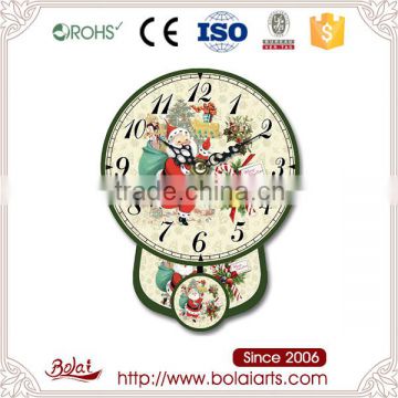 Lovely Santa and gift pattern pink green epitaxy canvas big decorative clocks