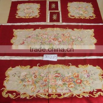 Wool and slik red aubusson sofa cover set