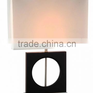square metal base and fabric with wooden decoration business bedside table light