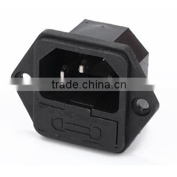 16A black ac socket and rocker switch ac socket with fuse