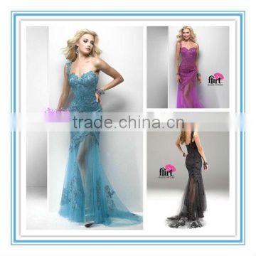 Stunning One Shoulder Purple Lace Tulle Sexy Evening Dress (EVFA-1106)