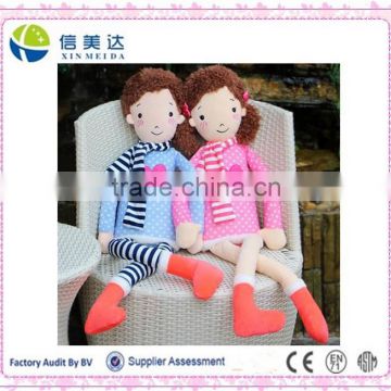 Creative design two plush doll lover with a love heart