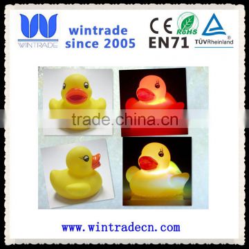 wholesale logo print promotional LED light up yellow floating rubber duck