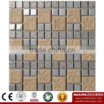 IXGC8-023 Electroplated Color Glass Mix Ceramic Mosaic Tiles for wall mosaic art decoration From Imark