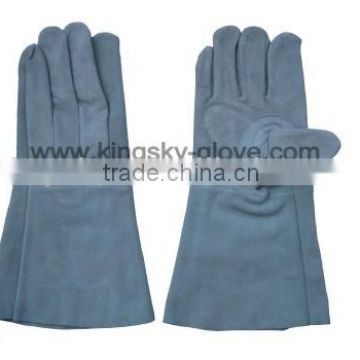 Grey color Three stiched back unlined Long Welding glove