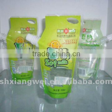 plastic stand up pouch with cap for soybean milk