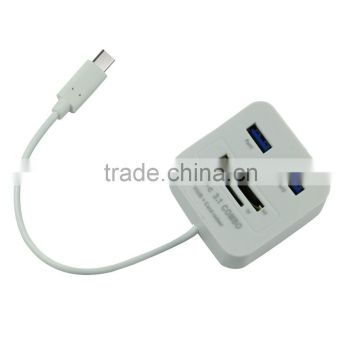 4 in 1 USB3.1 Type C Adapter + Card reader, Multiple 2 Port USB2.0 TF SD Card Reader Adapter