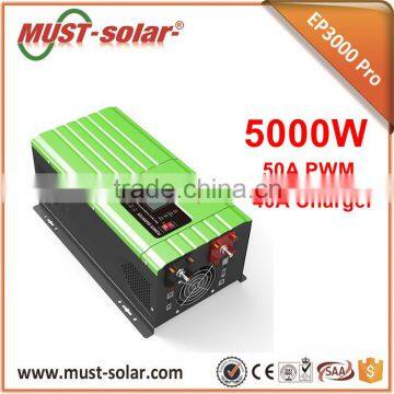 MUST dc 12v ac 220v pure sine wave power inverter with charger 5000w