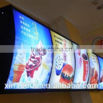 Black Profile Aluminum Frame led menu light box for restaurant