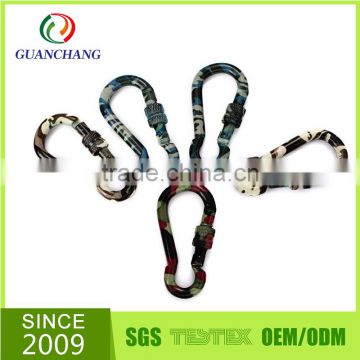 Quality lockable shaped climbing carabiner hook with screw