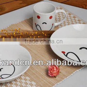 KC-00143/fine porcelain dinner set/red smile face design