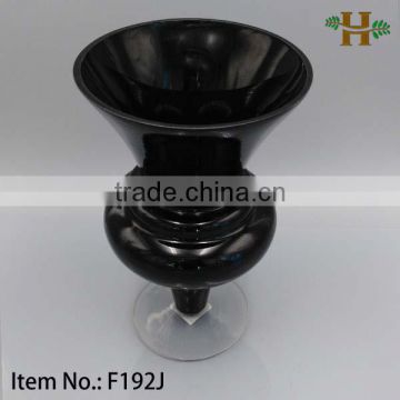 Handmade Blown Flower Decorative Black Vase