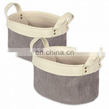 grey thickness canvas small bathroom laundry basket makeup shower gel  storage basket set laundry hamper trolley with handles