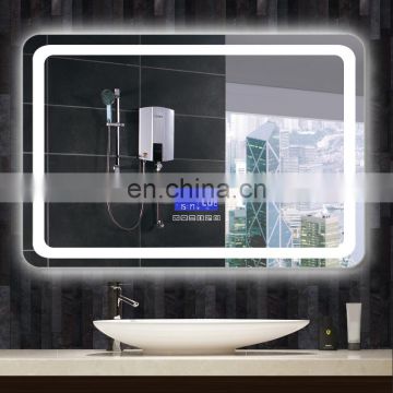 High quality delicate LED lights bathroom mirror clock and temperature display